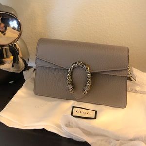 NEW Grey Gucci Super Mini Dionysus Bag